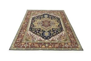 Dark Purple-navy Floral 8X10 Heriz Serapi Oriental Rug