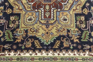 Dark Purple-navy Floral 8X10 Heriz Serapi Oriental Rug