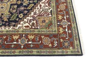 Dark Purple-navy Floral 8X10 Heriz Serapi Oriental Rug