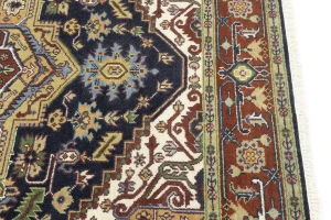 Dark Purple-navy Floral 8X10 Heriz Serapi Oriental Rug