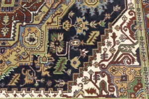 Dark Purple-navy Floral 8X10 Heriz Serapi Oriental Rug
