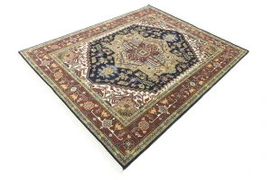 Dark Purple-navy Floral 8X10 Heriz Serapi Oriental Rug