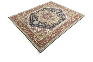 Dark Purple-navy Floral 8X10 Heriz Serapi Oriental Rug