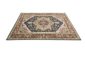 Dark Purple-navy Floral 8X10 Heriz Serapi Oriental Rug