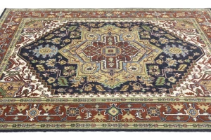 Dark Purple-navy Floral 8X10 Heriz Serapi Oriental Rug