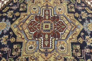 Dark Purple-navy Floral 8X10 Heriz Serapi Oriental Rug