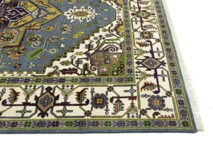 Gray Floral 8'5X12'3 Heriz Serapi Oriental Rug
