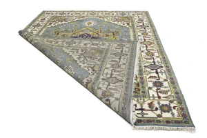 Gray Floral 8'5X12'3 Heriz Serapi Oriental Rug