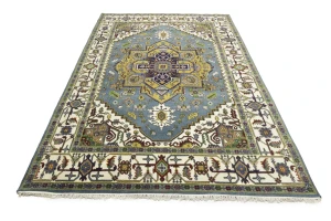 Gray Floral 8'5X12'3 Heriz Serapi Oriental Rug