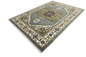 Gray Floral 8'5X12'3 Heriz Serapi Oriental Rug