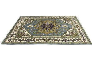Gray Floral 8'5X12'3 Heriz Serapi Oriental Rug