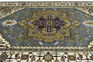 Gray Floral 8'5X12'3 Heriz Serapi Oriental Rug