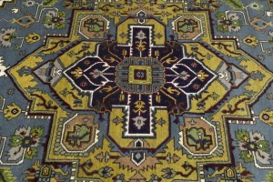 Gray Floral 8'5X12'3 Heriz Serapi Oriental Rug