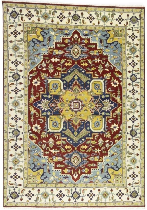 Rusty Red Floral 10X14 Heriz Serapi Oriental Rug