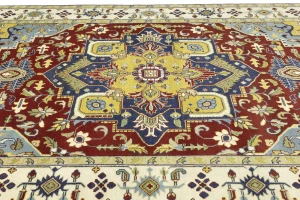 Rusty Red Floral 10X14 Heriz Serapi Oriental Rug