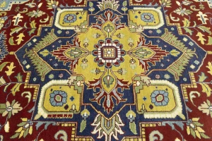 Rusty Red Floral 10X14 Heriz Serapi Oriental Rug