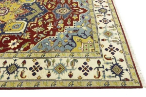 Rusty Red Floral 10X14 Heriz Serapi Oriental Rug