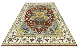Rusty Red Floral 10X14 Heriz Serapi Oriental Rug