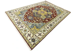 Rusty Red Floral 10X14 Heriz Serapi Oriental Rug