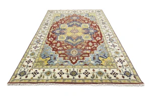 Rusty Red Floral 10X14 Heriz Serapi Oriental Rug