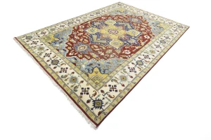 Rusty Red Floral 10X14 Heriz Serapi Oriental Rug