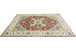 Rusty Red Floral 10X14 Heriz Serapi Oriental Rug