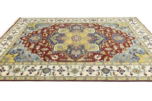 Rusty Red Floral 10X14 Heriz Serapi Oriental Rug