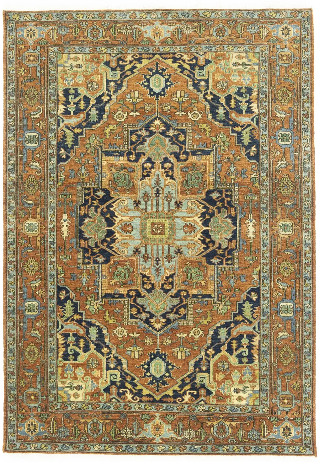 Rust Orange Floral Tribal 6X9 Heriz Serapi Oriental Rug