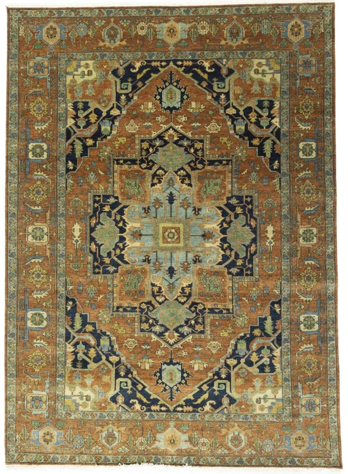 Rust Orange Floral Tribal 9X12 Heriz Serapi Oriental Rug