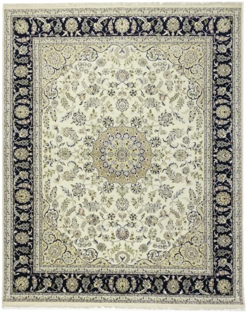 Cream Floral 8X10 Indo-Nain Oriental Rug