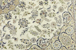 Cream Floral 8X10 Indo-Nain Oriental Rug