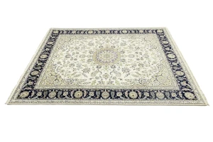 Cream Floral 8X10 Indo-Nain Oriental Rug