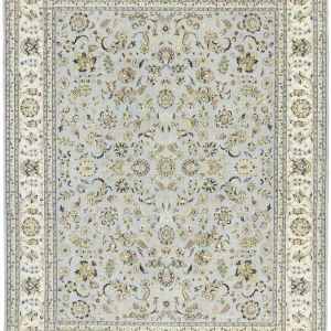 Light Blue-gray Floral 8X10 Indo-Nain Oriental Rug