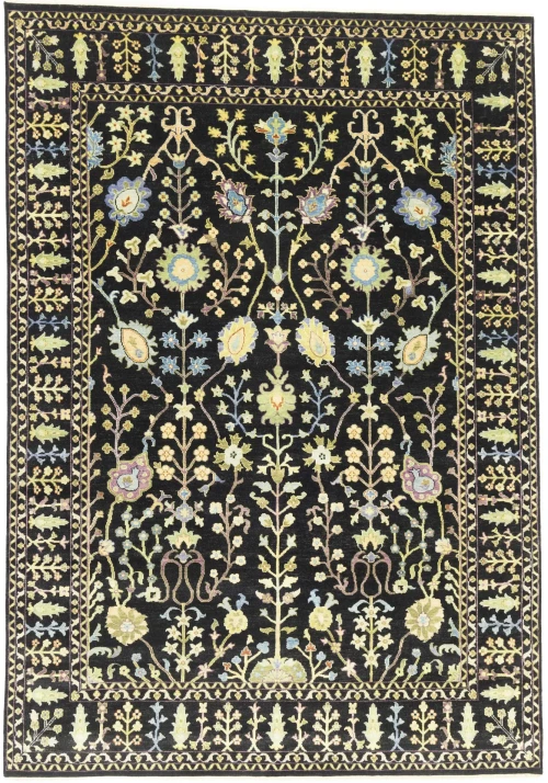 Black Floral 8X11 Osh Chobi Oriental Rug