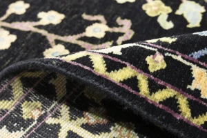 Black Floral 8X11 Osh Chobi Oriental Rug