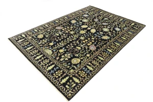 Black Floral 8X11 Osh Chobi Oriental Rug