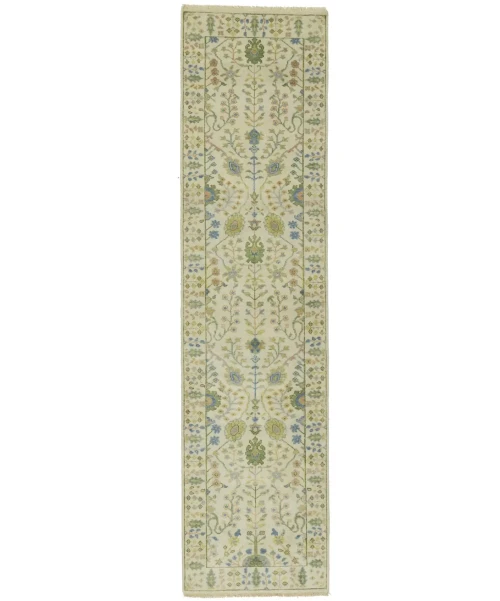 Ivory Floral 2'6X10 Osh Chobi Oriental Runner Rug