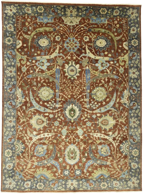 Rust Orange Floral 9X12 Chobi Peshawar Oriental Rug