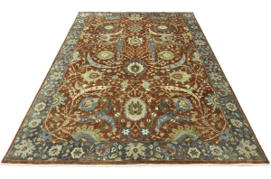 Rust Orange Floral 9X12 Chobi Peshawar Oriental Rug