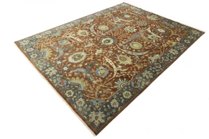 Rust Orange Floral 9X12 Chobi Peshawar Oriental Rug