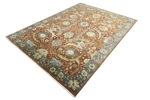 Rust Orange Floral 9X12 Chobi Peshawar Oriental Rug