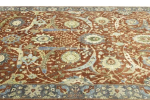 Rust Orange Floral 9X12 Chobi Peshawar Oriental Rug