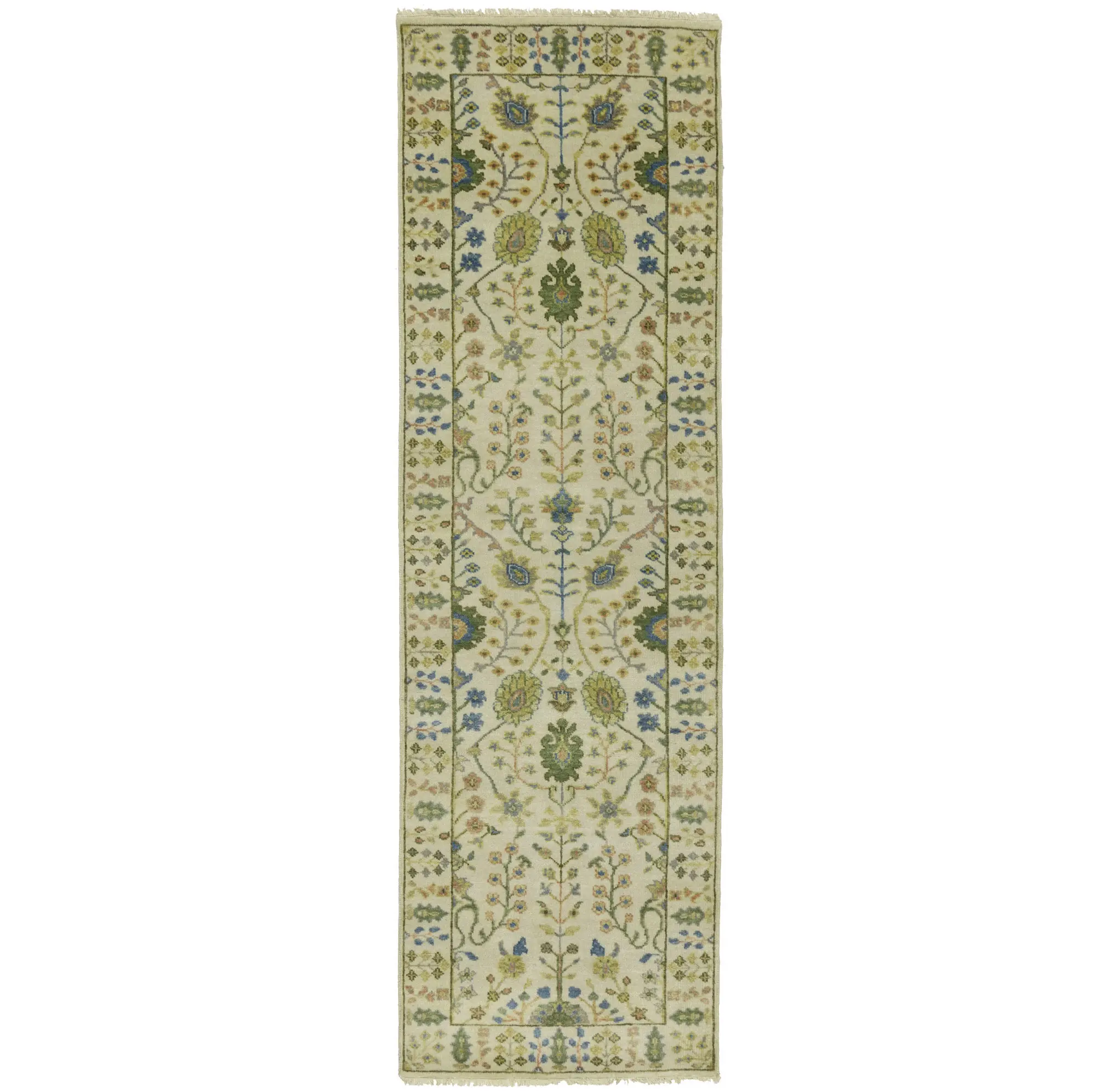 Ivory Floral 2'5X8 Osh Chobi Oriental Runner Rug