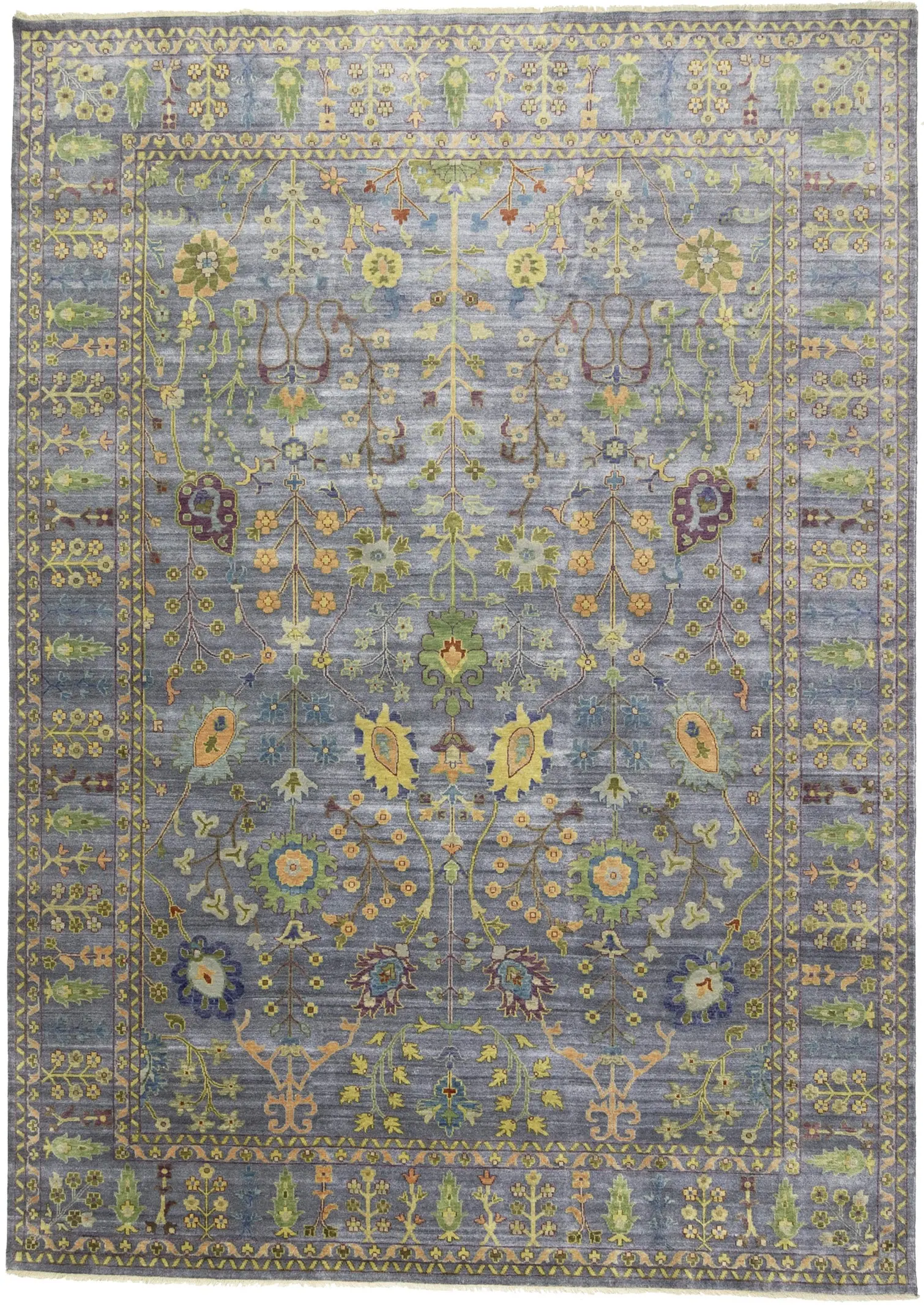 Silver Gray Floral 10X14 Osh Chobi Oriental Rug