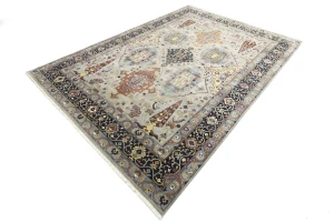 Gray Floral 10X14 Chobi Peshawar Oriental Rug