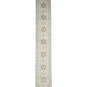 Cream Floral 3X17 Indo-Nain Oriental Runner Rug