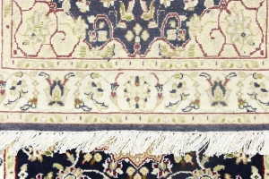 Dark Navy Floral 3X14 Indo-Nain Oriental Runner Rug
