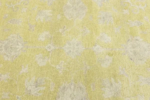 Muted Golden Yellow Floral 10X14 Transitional Oriental Rug