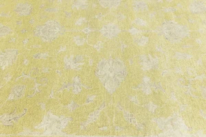 Muted Golden Yellow Floral 10X14 Transitional Oriental Rug