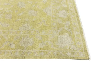 Muted Golden Yellow Floral 10X14 Transitional Oriental Rug